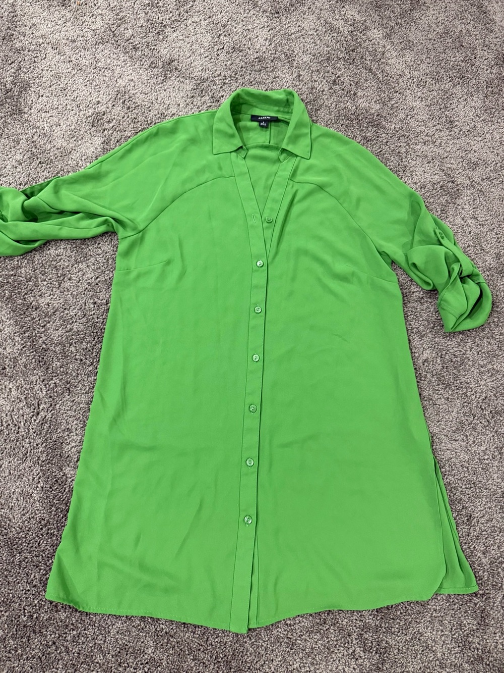 Alfani Bright Green Midi Shirt Dress